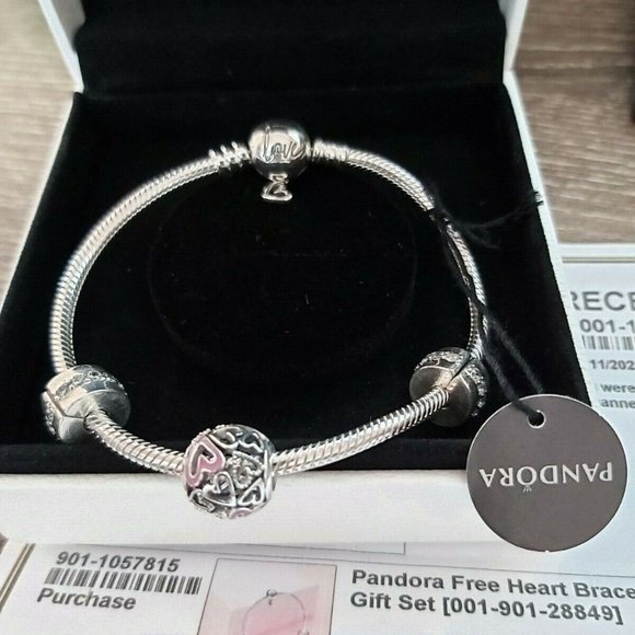 Authentic Pandora Limited Edt *RETIRED* Free Heart Bracelet Gift Set  19cm/7.5 - Picture 1 of 11